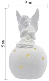 Decorațiune de Crăciun LED, înger ceramic, 0,4 W, 2x AA