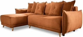 Colțar cărămiziu extensibil cu tapițerie din catifea reiată (colț variabil) Lazy Lukka – Miuform