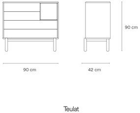 Comodă joasă de culoare gri închis 90x90 cm Corvo - Teulat