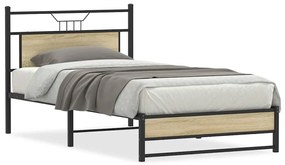 vidaXL Cadru de pat fără saltea Stejar Sonoma 107x203cm Lemn prelucrat