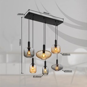 Lustră suspendată pe cablu VALLETTA 6xE27/60W/230V - Globo 15719-6