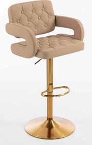 HR8403W Scaun Caramel Piele Ecologica Premium Soft cu Bază Aurie