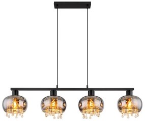 Lustra 4L design modern Corry negru, fumuriu