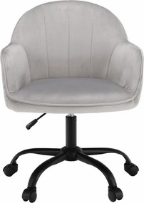 Scaun de birou, material textil din catifea gri deschis / negru, EROL