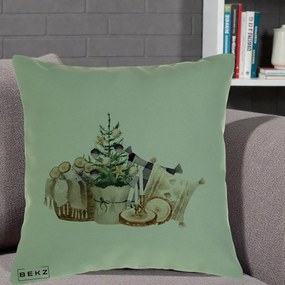 Perna Decorativa Colt Cozy de Craciun Boho, 40x40 cm, Verde, Husa Detasabila, Perna Inclusa, BEKZ®