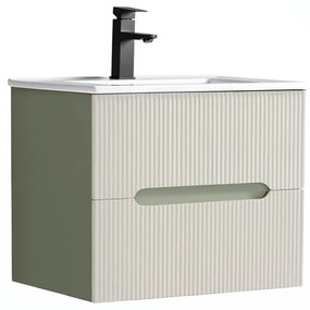 Trent 60 dulap de baie inferior cu chiuvetă ceramică (2 sertare) verde-alb