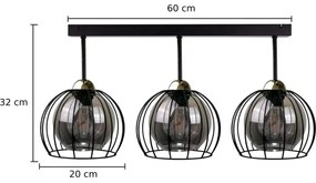 Lustră aplicată SOLO BLACK 3xE27/60W/230V neagră/aurie