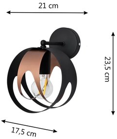 Aplică MOONLIGHT 1xE27/15W/230V neagră/cupru