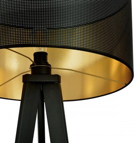 Lampadar modern negru cu interior abajur auriu Aston