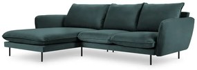 Coltar tapitat Vienna 5 locuri velvet/picioare negre – L255 x l170 x h95