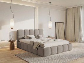 Pat matrimonial 140 cm Cirsten 140B (cu somieră) (Gri deschis). 1099526