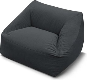 Fotoliu bean bag gri închis cu tapițerie din catifea reiată Lilibet – Bobochic Paris