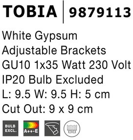 Spot din ghips incastrabil tavan fals TOBIA NVL-9879113