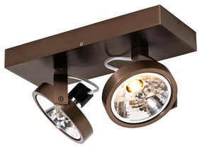 Spotlight de design bronz închis cu 2 lumini rotative și înclinabile - Go