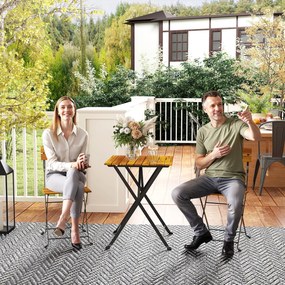 Outsunny Set bistrou de grădină 3 piese cu 2 scaune și masă de cafea din lemn de acacia și oțel efect lemn natural | Aosom Romania