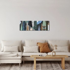 Tablou - Abstracție geometrică naturală II. (cu ceas) (90x30 cm)