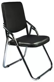 Scaun pliabil negru,piele artificiala,42x42x85 cm