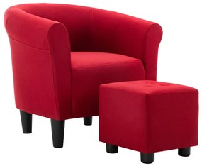 248032 vidaXL Set fotoliu și taburet, 2 piese, roșu vin, material textil