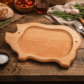 Platou din lemn de fag in forma de purcel 46x24 cm