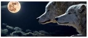 Tablou cu lupi în lună (120x50 cm)