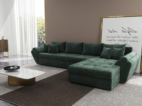 Colțar extensibil dumonde cu ladă de depozitare si sezut confortabil din spuma high-density, Loana XL Euphoria Verde II 335x185 cm