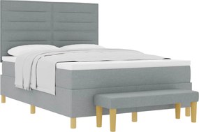 vidaXL Pat cu arcuri cu saltea Gri deschis 140 x 200 cm țesătură