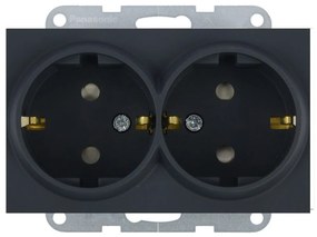 Priza dubla cu impamantare, protectie copii, 16A, IP20, Night, Panasonic Karre Plus 55 Soft Touch