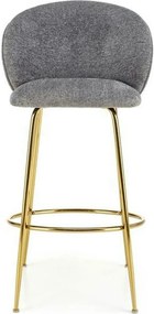 Scaun bar H116, gri/auriu, stofa bucle/otel, 50x59x101 cm