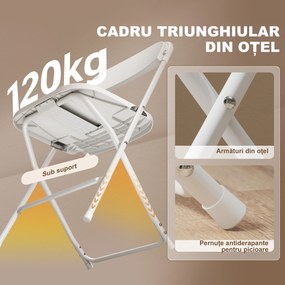 HOMCOM Set de 4 Scaune Pliabile cu Găuri de Drenaj din Plastic și Metal, 45x49x79.5 cm, Alb | Aosom Romania