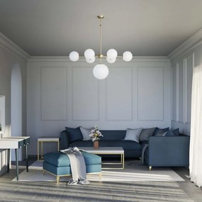 Candelabru din alama cu sfere albe din sticla Musa