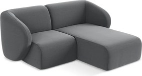 Colțar gri cu tapițerie din catifea (cu colț pe partea dreaptă/cu șezlong) Lani – Makamii