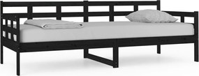 vidaXL Pat de zi, negru, 80x200 cm, lemn masiv de pin