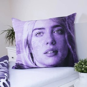 Lenjerie de pat pentru copii mov din bumbac pentru pat de o persoană 200x140 cm Billie Eilish – Jerry Fabrics