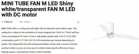 Lustra cu Ventilator si telecomanda MINI TUBE M LED alb/transparent