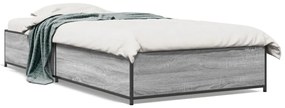 845124 vidaXL Cadru de pat, gri sonoma, 75x190 cm, lemn prelucrat și metal