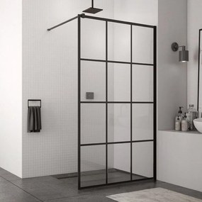 Paravan dus walk-in profil negru mat, sticla securizata, 140x200 cm, SanSwiss Easy STR4P 1400x2000 mm