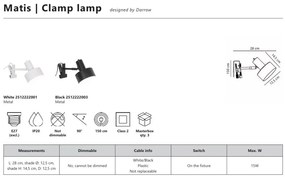 Veioza/ Lampa cu clips/ clema de birou Matis alb
