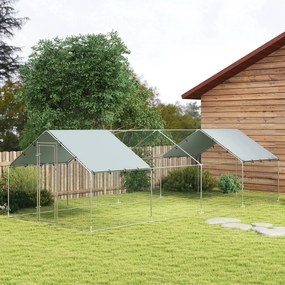 PawHut Coteț de Exterior Mare din Oțel Galvanizat 6,8x3x1,9 m 20,4 m² cu Acoperire Din Țesătură Oxford și Încuietoare Argintiu | Aosom Romania