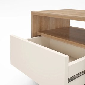 Noptieră crem/în culoare naturală cu aspect de lemn de stejar Dennis – Marckeric