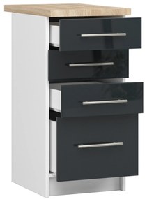 Dulap inferior de bucătărie Ozara S40 SZ4 (alb + grafit lucios). 1071105