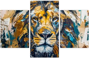 Tablou - pictură în ulei abstractă cu leu (90x60 cm)