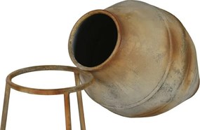 Vas decorativ amforă din metal cu finisaj antichizat bej, 49 x 49 x 93 cm, suport tripod inclus, „Athena"