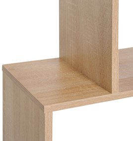 HOMCOM Bibliotecă raft zig zag Design Contemporan 80L x 23l x 192H cm 6 Niveluri Culori lemn de stejar deschis | Aosom Romania