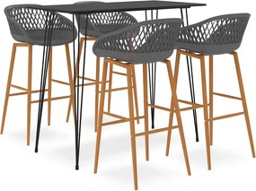 vidaXL Set mobilier de bar, 5 piese, negru și gri