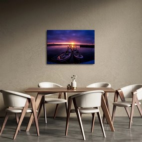 Tablou cu barci pescărești în port (70x50 cm)