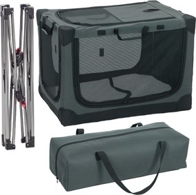 PawHut Cușcă de Transport Pliabilă pentru Câini și Pisici cu Pernă, Husă Lavabilă, Uși, din Oxford Respirabil 600D, 76x54x54 cm, Verde | Aosom Romania