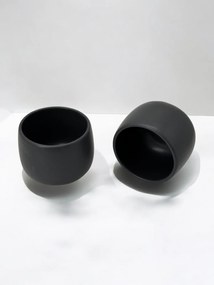 Set 2 Pahare Cafea NOVUM Vulcano Cappucino (Negru Carbon Mat 330ml) Flat White, Latte, Cappucino