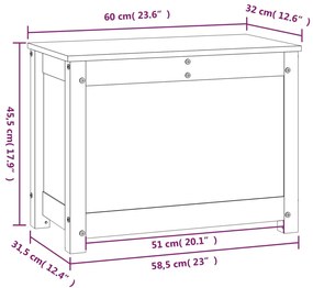 Cutie de depozitare, gri, 60x32x45,5 cm, lemn masiv de pin 1, Gri, 60 x 32 x 45.5 cm