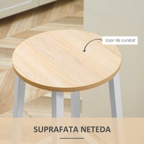 Set 2 scaune de bar HOMCOM, de bucatarie cu suport pentru picioare, alb natural | Aosom Romania