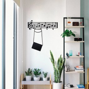 Cuier NOTE, negru, metal, 60x19 cm